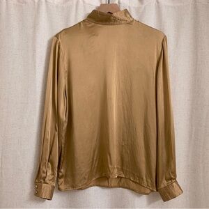 Talbots 100% Silk 80’s Vintage Lustrous Champagne Satin Longsleeve Blouse Luxury